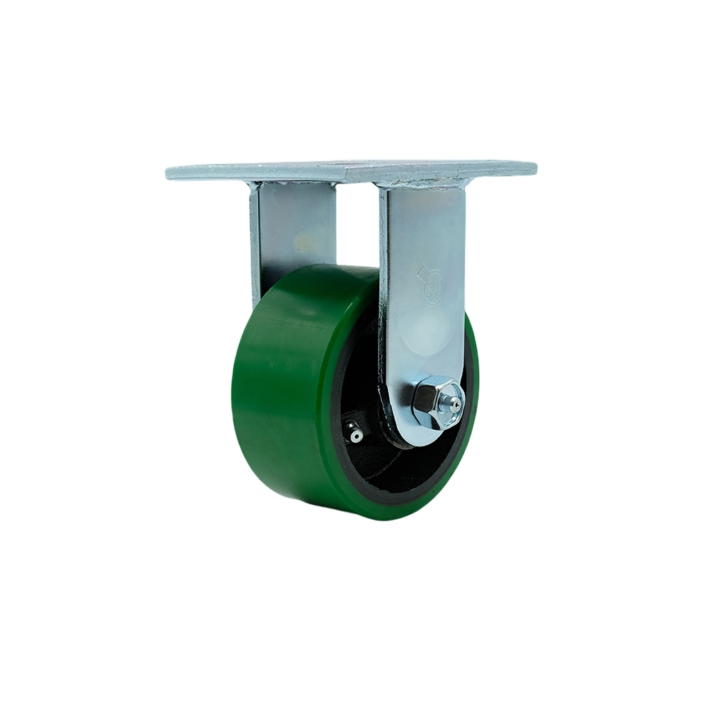 SCC-30R420-PUR-GB Polyurethane on Cast Iron Rigid Top Plate Heavy Duty Caster with 4 in. Green Wheel - 700 lbs Capacity per Caster