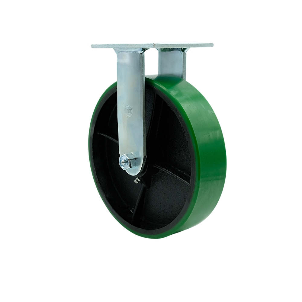 SCC-30R820-PUR-GB Polyurethane on Cast Iron Rigid Top Plate Heavy Duty Caster with 8 in. Green Wheel - 1250 lbs Capacity per Caster
