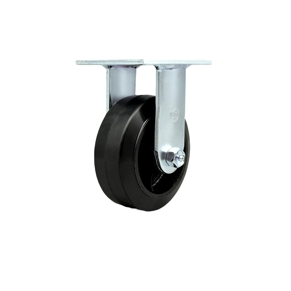 SCC-30R520-RSR Rubber on Metal Rigid Top Plate Heavy Duty Caster with 5 in. Wheel - 400 lbs Capacity per Caster