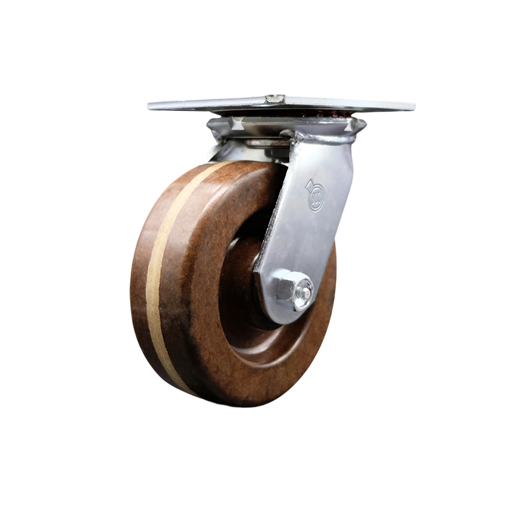 SCC-35S620-PHRHT Heavy Duty Large Top Plate High Temperature Phenolic Swivel Caster with 6 x 2 in. Brown Wheel - 1200 lbs Capacity per Caster