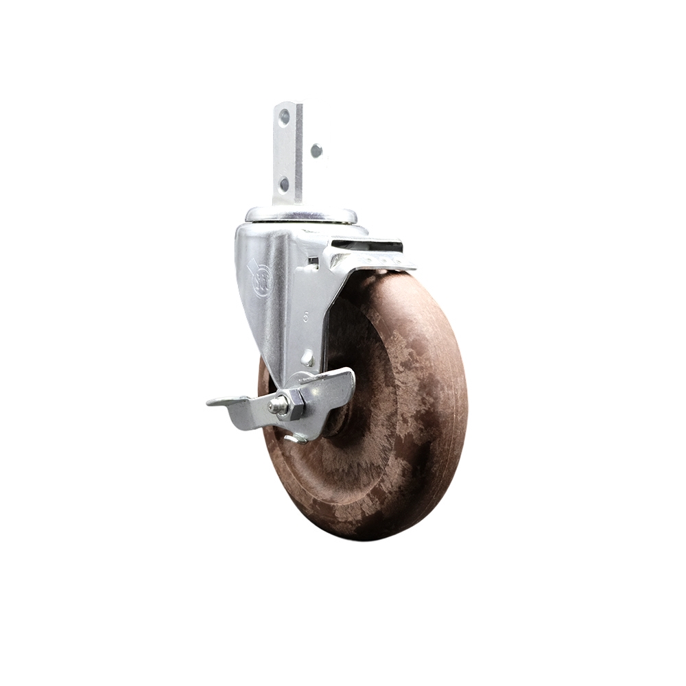 Swivel Square Stem Caster with 5 x 1.25 in. Brown Glass Filled Nylon Wheel, 0.87 x 2 in. Square Stem & 3 0.26 in. Diameter Mounting Holes