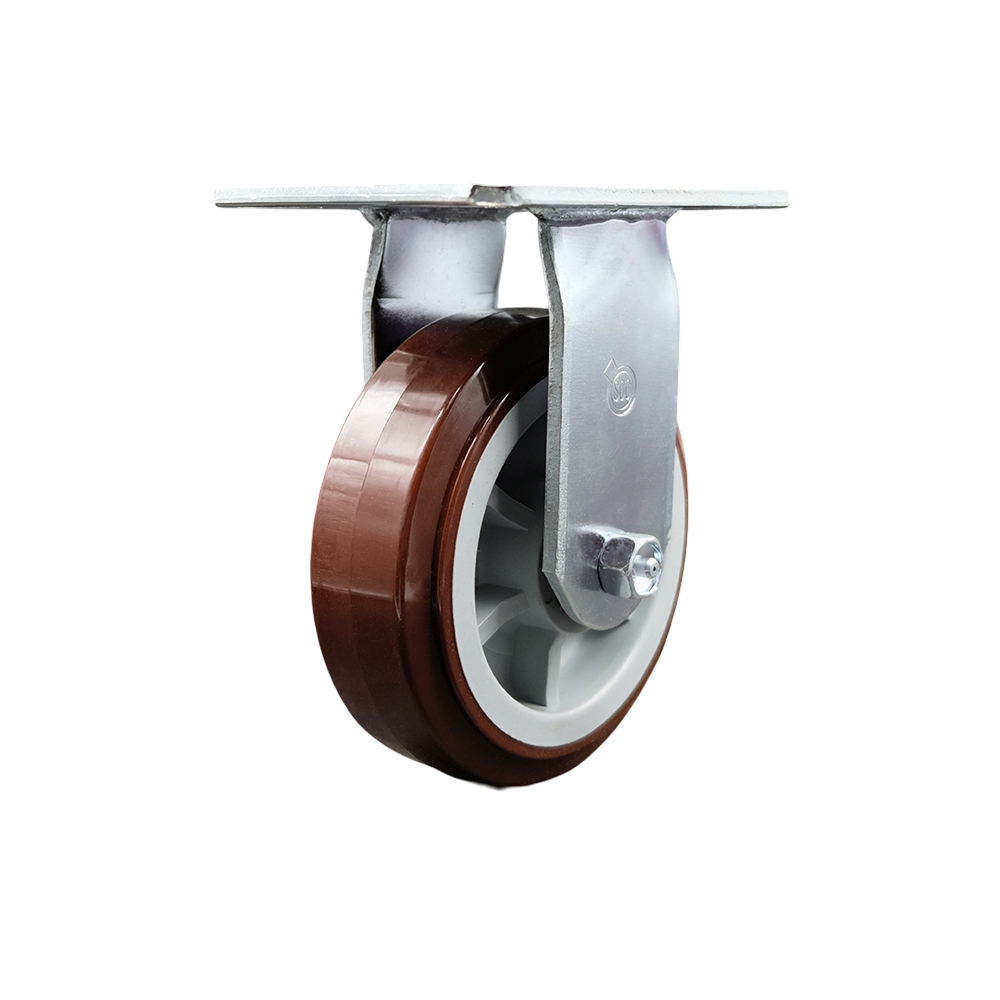 SCC-35R620-PPUR Heavy Duty Large Top Plate Polyurethane on Polyolefin Swivel Caster with 6 x 2 in. Maroon Wheel - 900 lbs Capacity per Caster