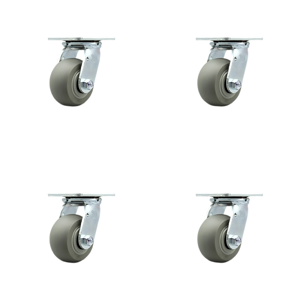 SCC-30CS420-TPRBD-4 Heavy Duty Swivel Caster with 4 in. Thermoplastic Rubber Donut Tread Wheels & Ball Bearings - 1200 lbs Total Capacity - Set of 4