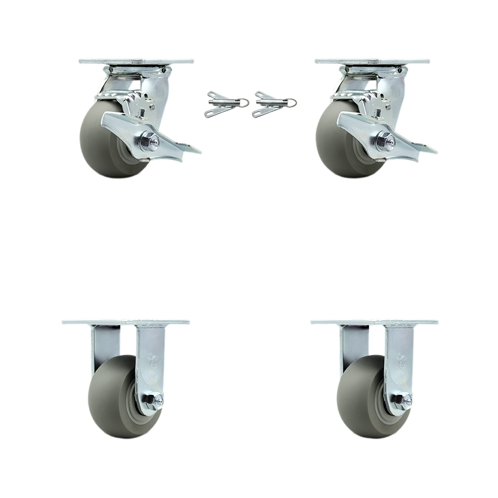 SCC-30CS420-TPRBD-TLB-BSL-2-R-2 Heavy Duty Swivel Caster with 4 in. Thermoplastic Rubber Donut Tread Wheels & Ball Bearings - Set of 4
