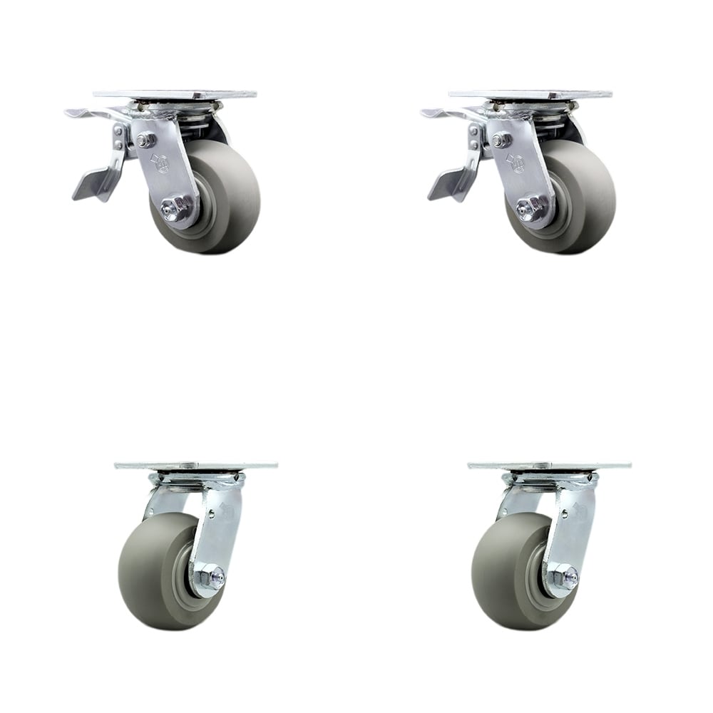 SCC-TTL30S420-TPRBD-2-S-2 Heavy Duty Swivel Caster with 4 in. Thermoplastic Rubber Donut Tread Wheels & Ball Bearings - Set of 4