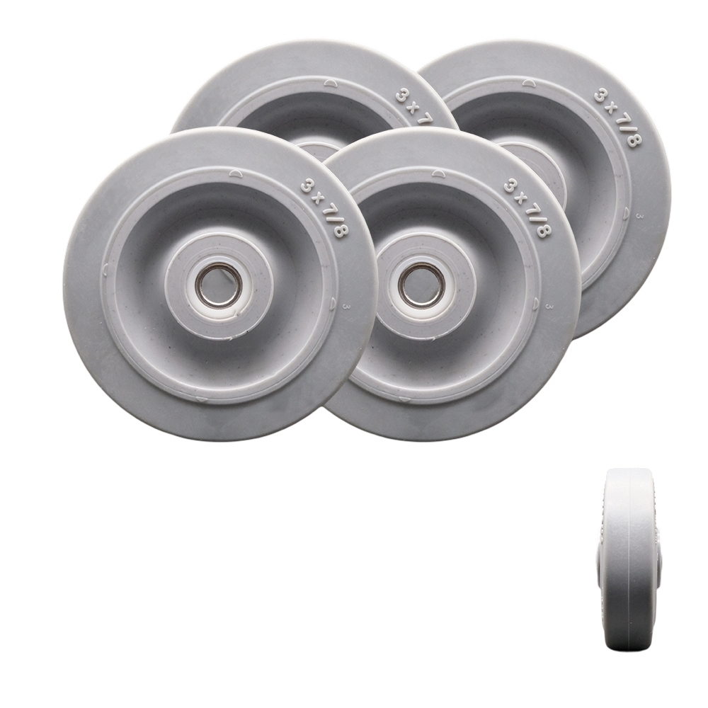 Nobles & Tennant Scrubber Guide Bumper Wheel Replacement 3 x 0.87 in. Thermoplastic Rubber Tread Wheel - 500 lbs Total Capacity - Set of 4