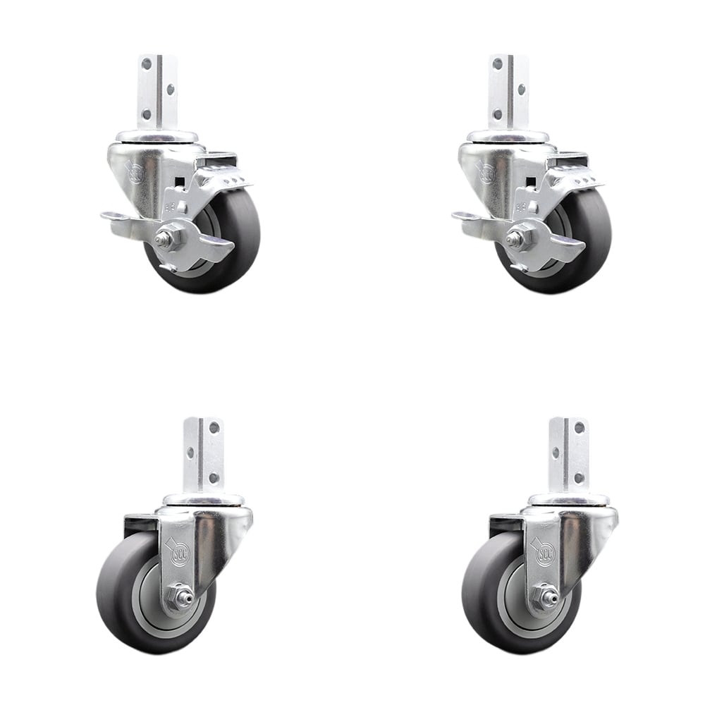 SCC-SQ20S3514-TPRB-TLB-78-2-S-2 Swivel Square Stem Caster with Three 0.26 in. Dia. Mounting Holes - Set of 4