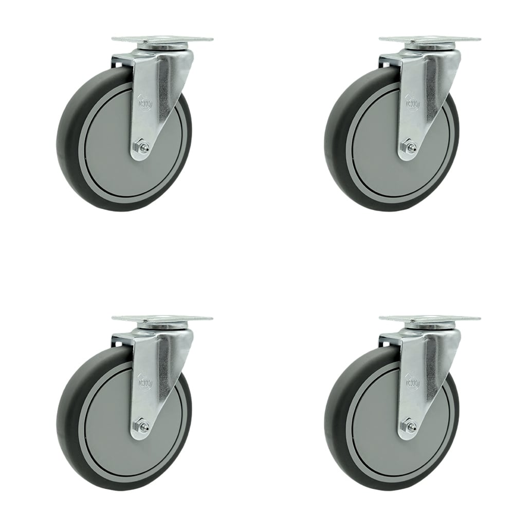 SCC-20S614-TPRB-4 Thermoplastic Rubber Swivel Top Plate Caster with 6 in. Gray Wheels - 1200 lbs Total Capacity - Set of 4