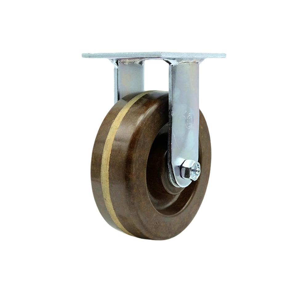 SCC-30R620-PHRHT High Temperature Phenolic Rigid Top Plate Heavy Duty Caster with 6 in. Wheel - 1200 lbs Capacity per Caster