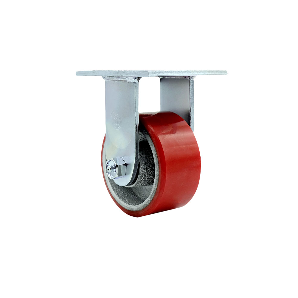 SCC-30R420-PUR-RS Polyurethane on Cast Iron Rigid Top Plate Heavy Duty Caster with 4 in. Red Wheel - 700 lbs Capacity per Caster