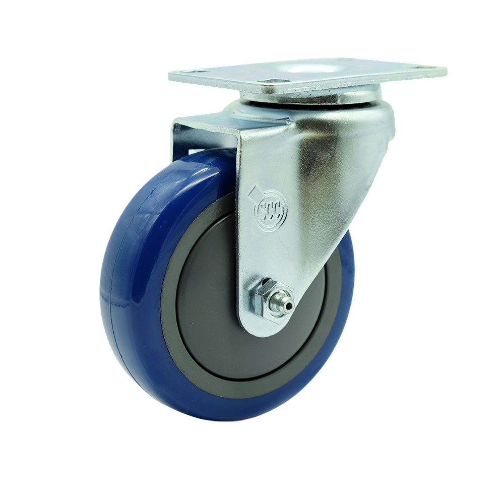 SCC-20S414-PPUB-BLUE Polyurethane Swivel Top Plate Swivel Caster with 4 in. Blue Wheel