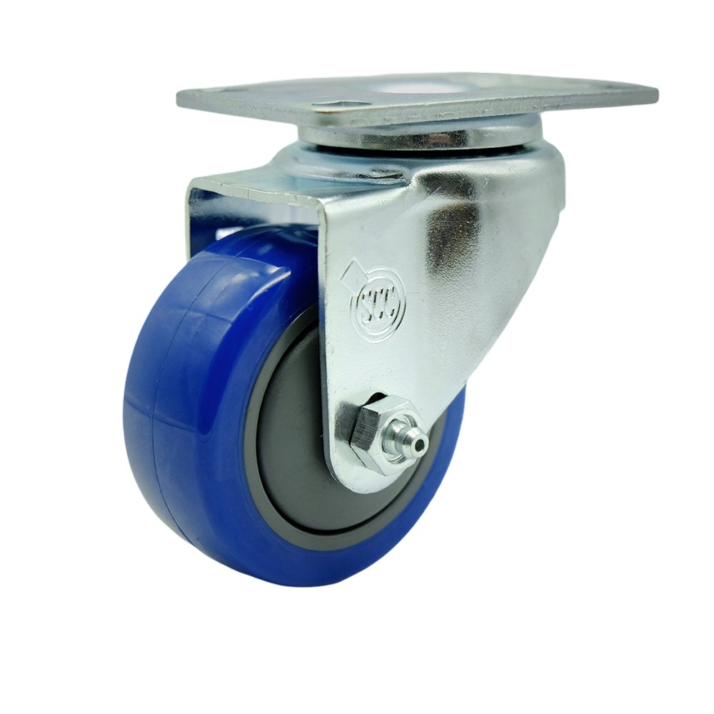 SCC-SS20S314-PPUB-BLUE Stainless Steel Polyurethane Swivel Top Plate Swivel Caster with 3 x 1.25 in. Blue Wheel