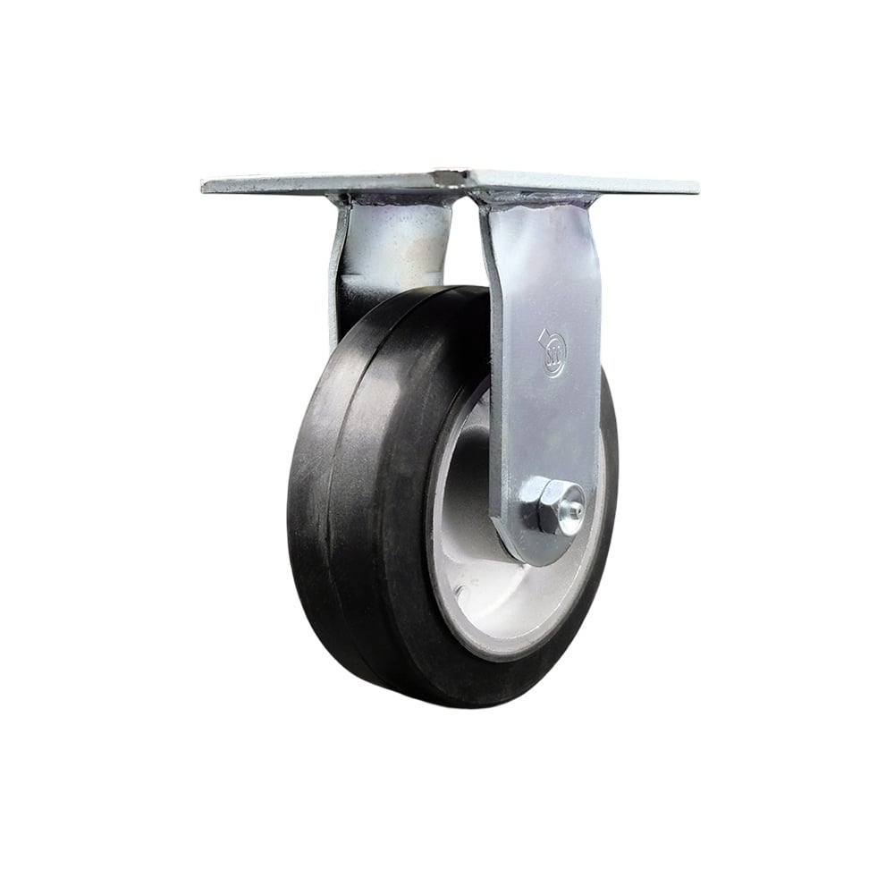 Heavy Duty Large Top Plate Rubber on Aluminum Swivel Caster with Maintenance Free Bearings & 6 x 2 in. Black Wheel - 550 lbs Capacity per Caster