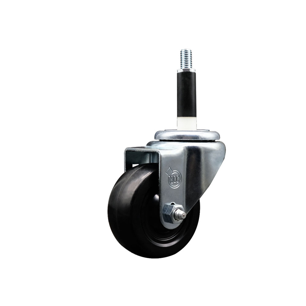 SCC-EX20S314-HRS-78 Hard Rubber Swivel Expanding Stem Caster with 3 x 1.25 in. Black Wheel & 0.87 in. Stem