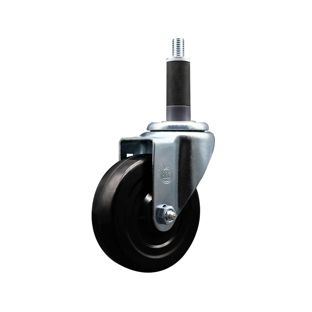 SCC-EX20S414-HRS-1 Hard Rubber Swivel Expanding Stem Caster with 4 x 1.25 in. Black Wheel & 1 in. Stem