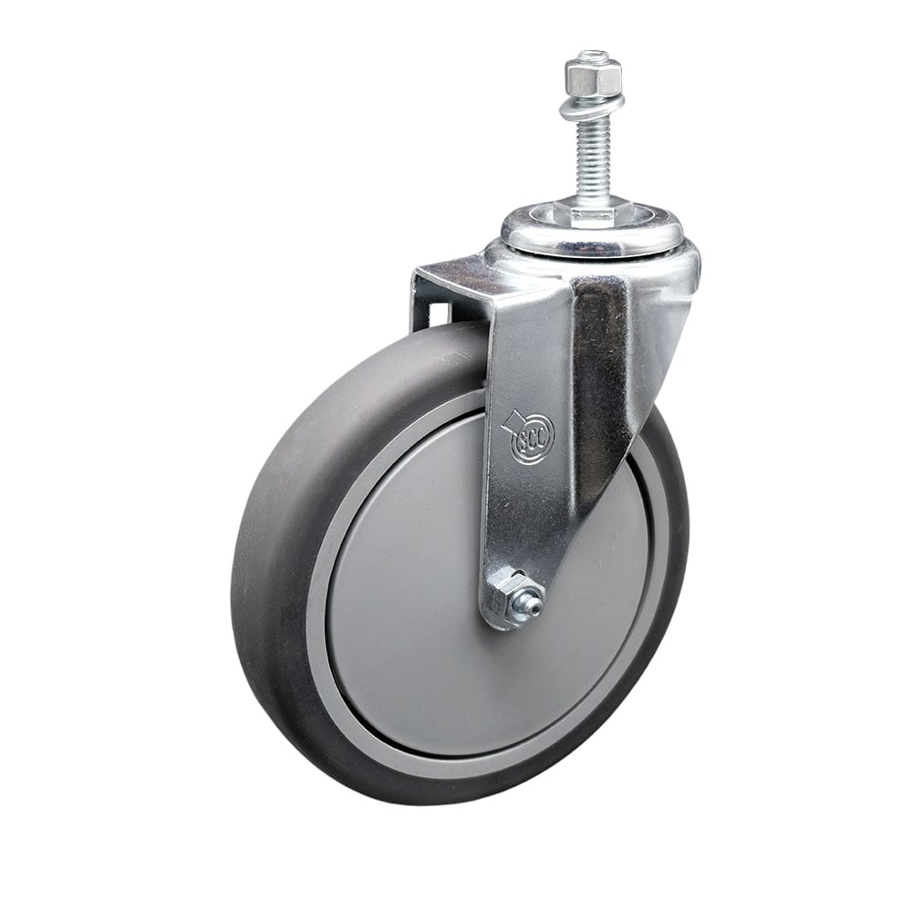 SCC-TS20S614-TPRB-M1015 Thermoplastic Rubber Swivel Threaded Stem Caster - 6 x 1.25 in. Gray Wheel & 10 mm Stem - 300 lbs Capacity per Caster