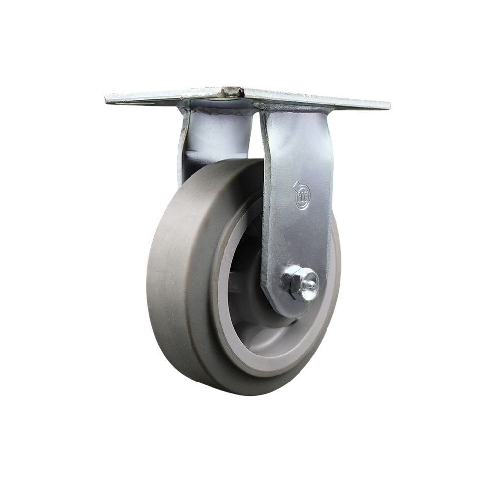 SCC-35R620-TPRRF Heavy Duty Large Top Plate Thermoplastic Rubber Flat Tread Swivel Caster with 6 x 2 in. Gray Wheel - 500 lbs Capacity per Caster