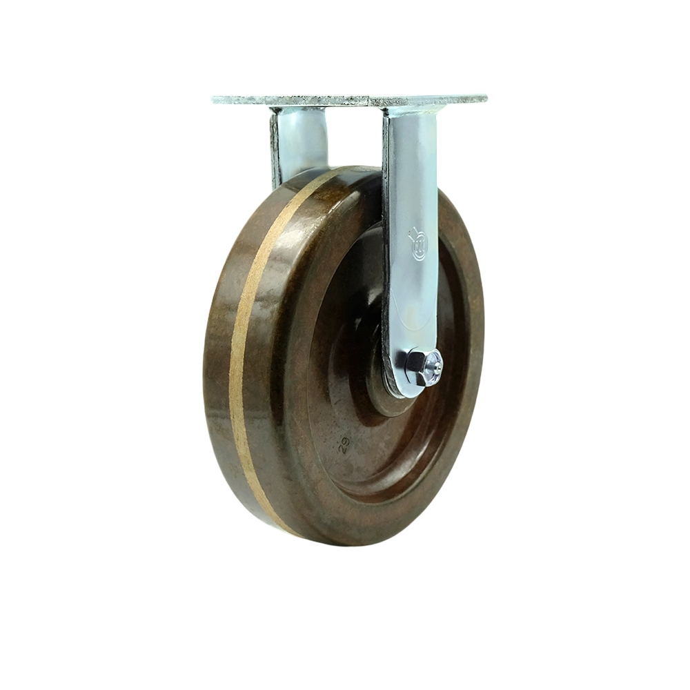 SCC-30R820-PHRHT High Temperature Phenolic Rigid Top Plate Heavy Duty Caster with 8 in. Wheel - 1250 lbs Capacity per Caster