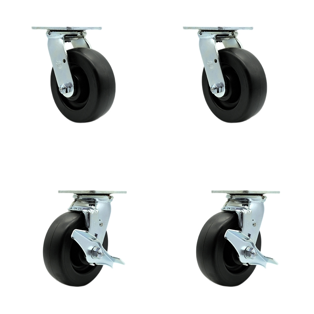 SCC-SS30S620-POR-BSL-2-TLB-2 Stainless Steel Polyolefin Swivel Top Plate Casters, Heavy Duty with 6 in. Wheels - Set of 4