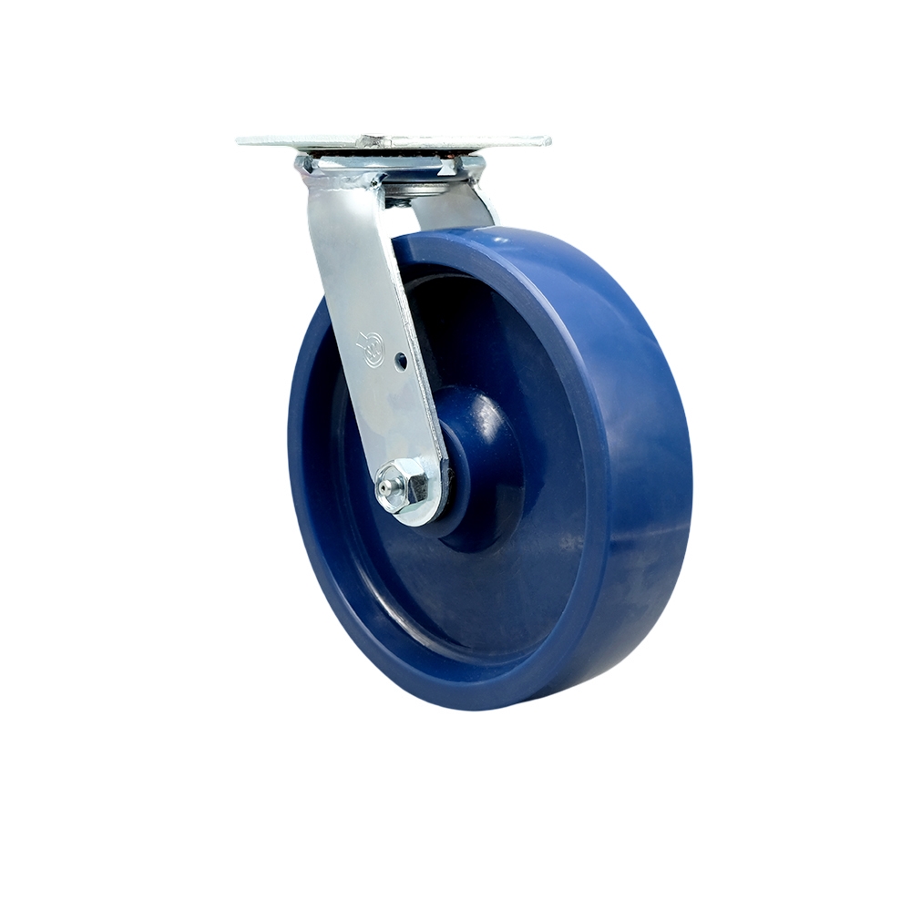 SCC-SS30S820-SPUR Stainless Steel Solid Polyurethane Swivel Top Plate Heavy Duty Caster with 8 in. Wheel - 1200 lbs Capacity per Caster