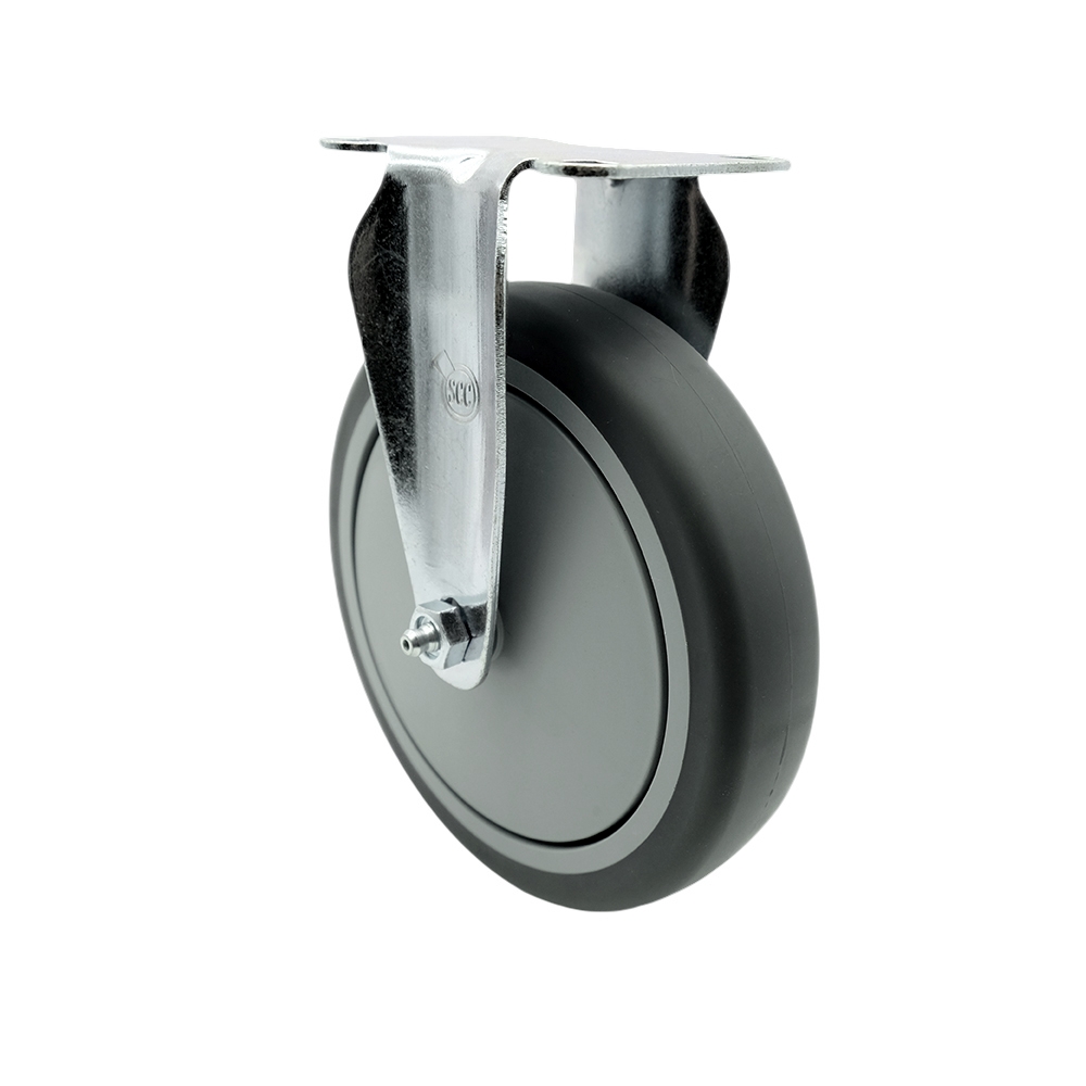 SCC-20R614-TPRB Thermoplastic Rubber Top Plate Rigid Caster with 6 in. Gray Wheel - 300 lbs Capacity per Caster