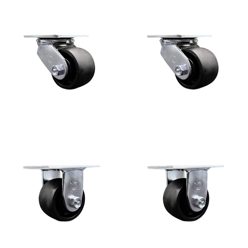 SCC-30CS3420-GFNR-2-R-2 Glass Filled Nylon Swivel Top Plate Casters, Heavy Duty with 3.25 in. Wheels - 3600 lbs Total Capacity - Set of 4