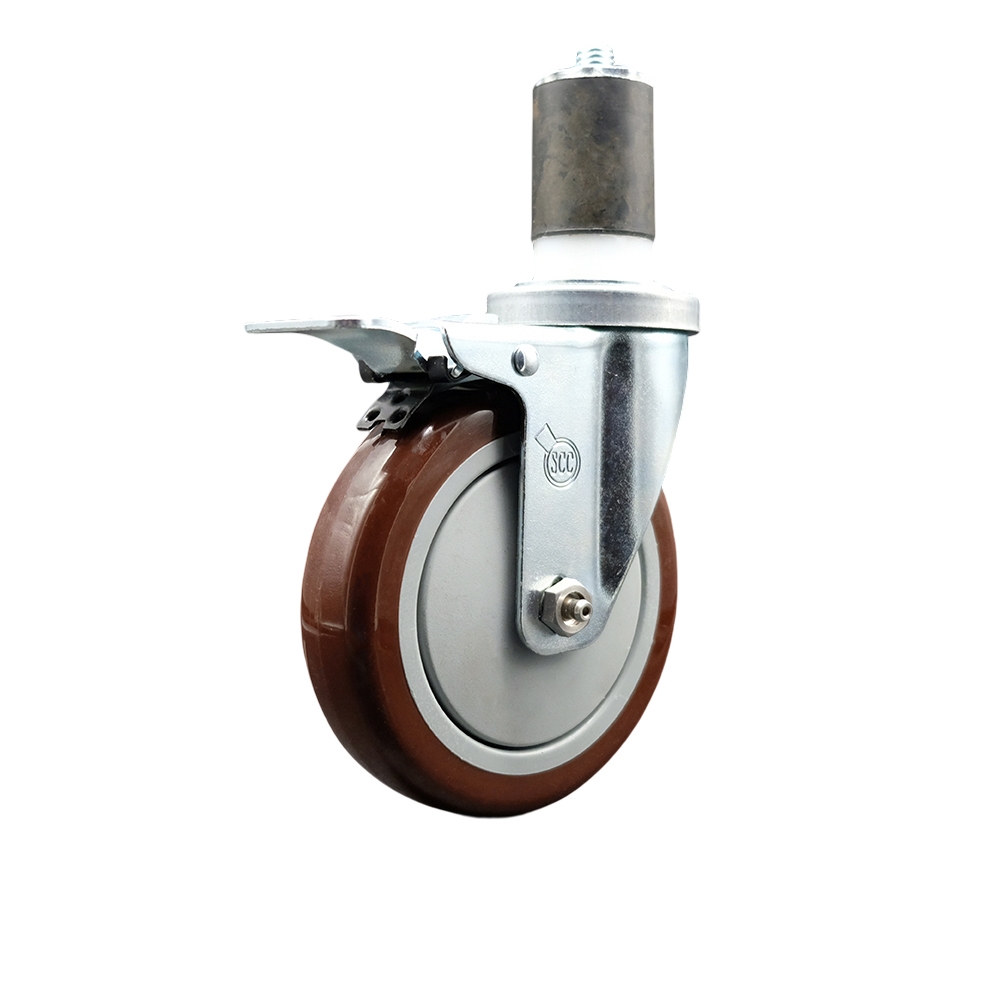 REG-SCC-EXTTL20S514-PPUB-MRN-112 Regency Work Table & Equipment Stand Replacement Total Locking Caster - 5 in. Maroon Polyurethane Wheel