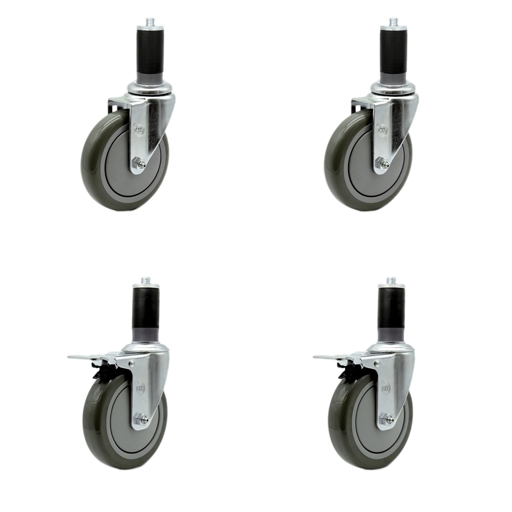 REG-SCC-EXTTL20S514-PPUB-112-2-S-2 Regency Work Table & Equipment Stand Caster Set - 5 in. Gray Poly Wheel - Replacement Casters - Set of 4