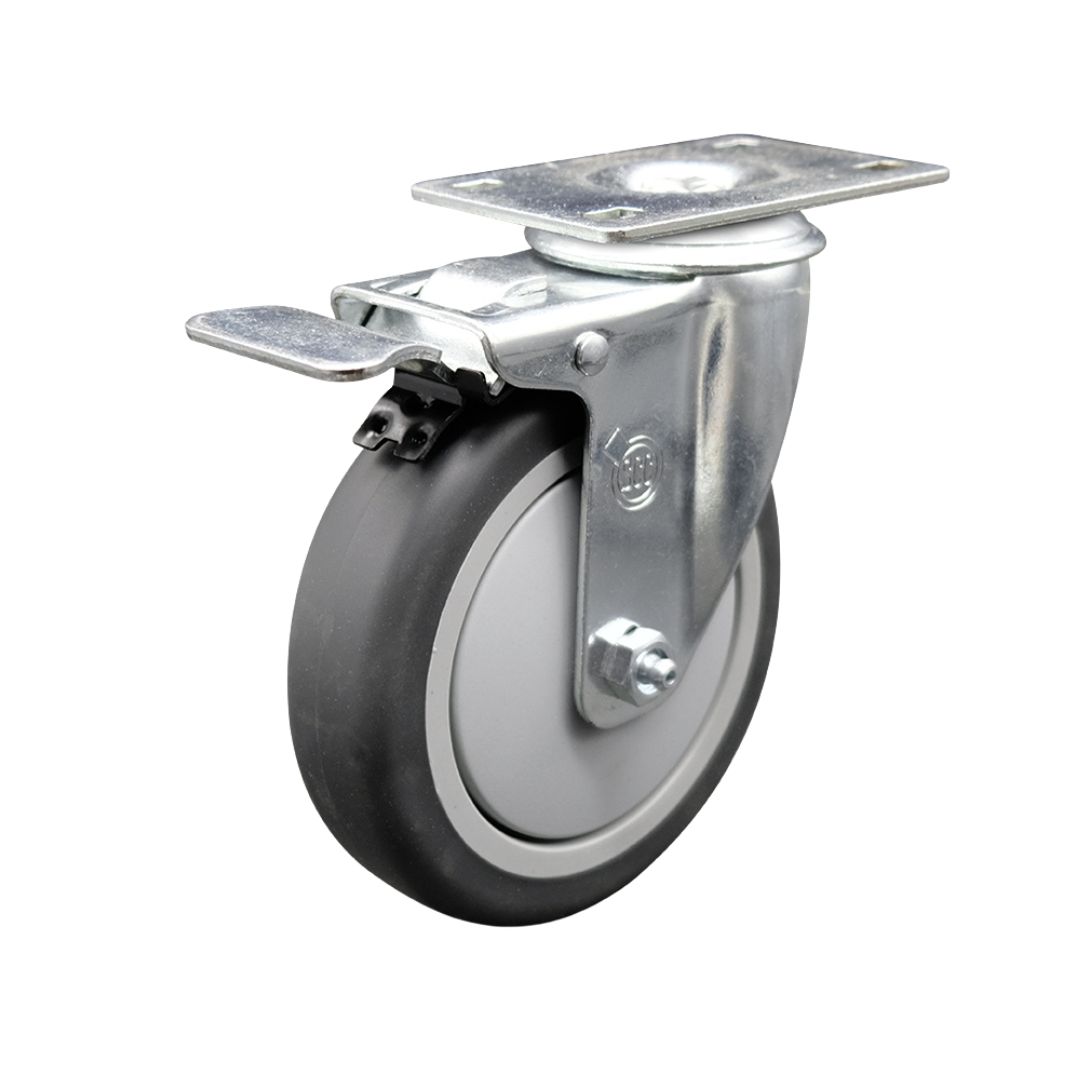 CAM-SCC-TTL20S514-TPRB Cambro Dish Caddies Replacement Caster - 5 in. Swivel Caster with Total Lock Brake