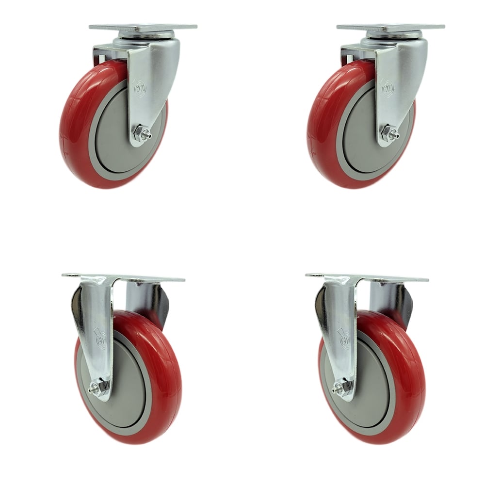 Cambro 60006 60008 Ultra Pan Carriers, Dish Dollies - Service Cart, Cambars & Utility Truck Replacement Caster Set - Set of 4 -  Service Caster, CAM-SCC-20S514-PPUB-RED-2-R514-2