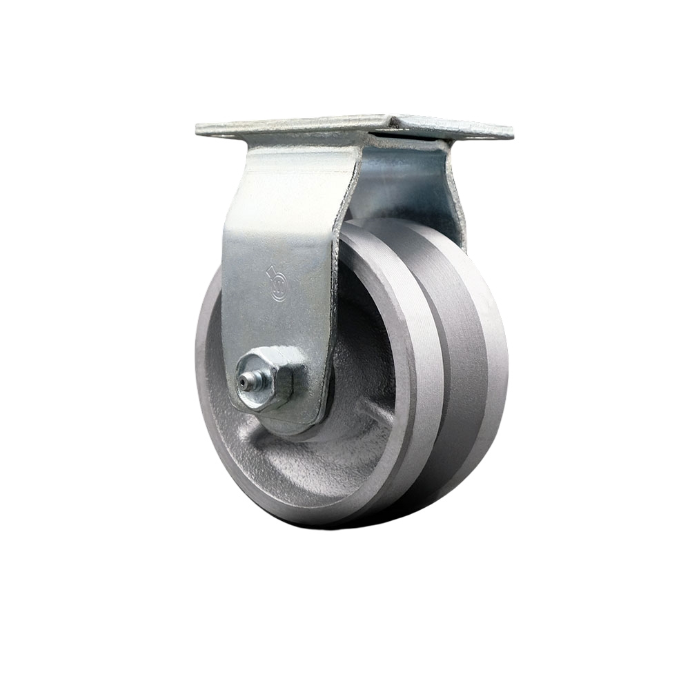 SCC-20R420-VGB Rigid Top Plate Caster - Silver 4 x 2 in. V-Groove Semi Steel Cast Iron Wheel - Ball Bearing - 450 lbs Capacity per Caster