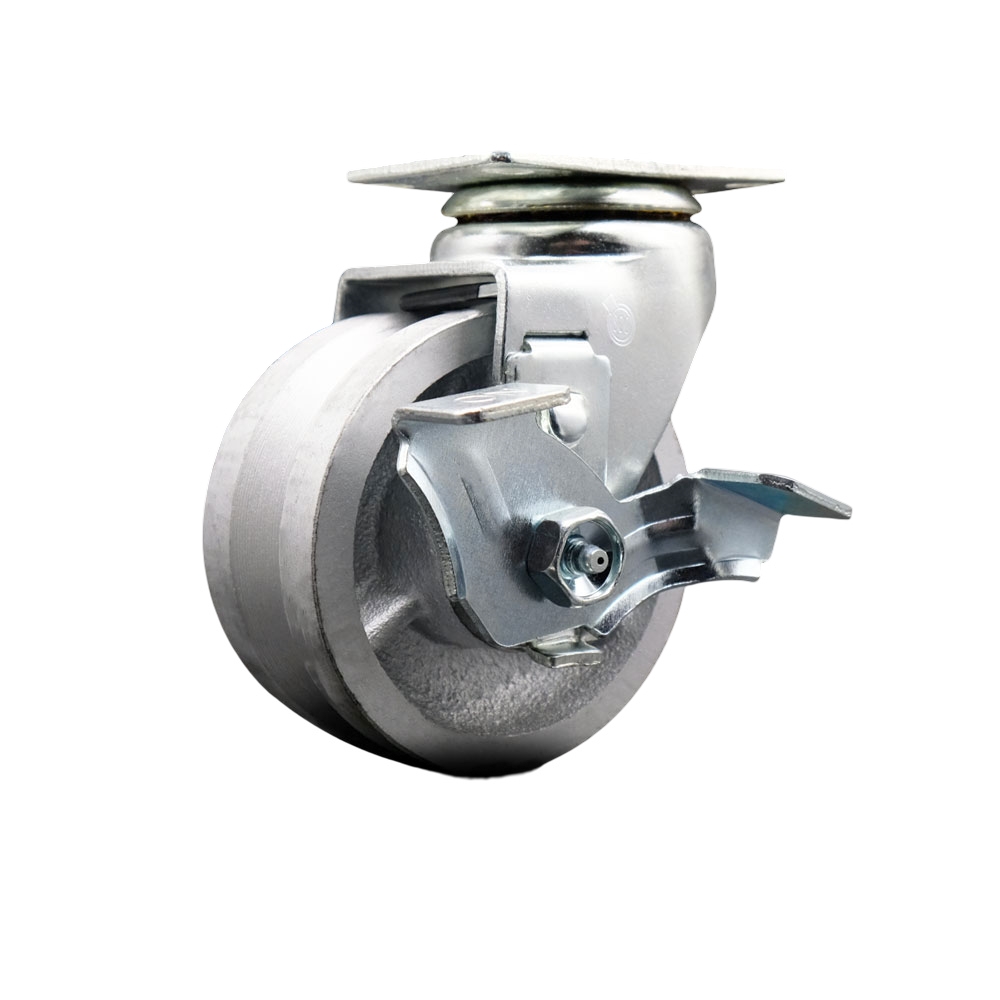 Swivel Caster - Silver - 4 x 2 in. - 450 lbs Capacity - V-Groove Wheel