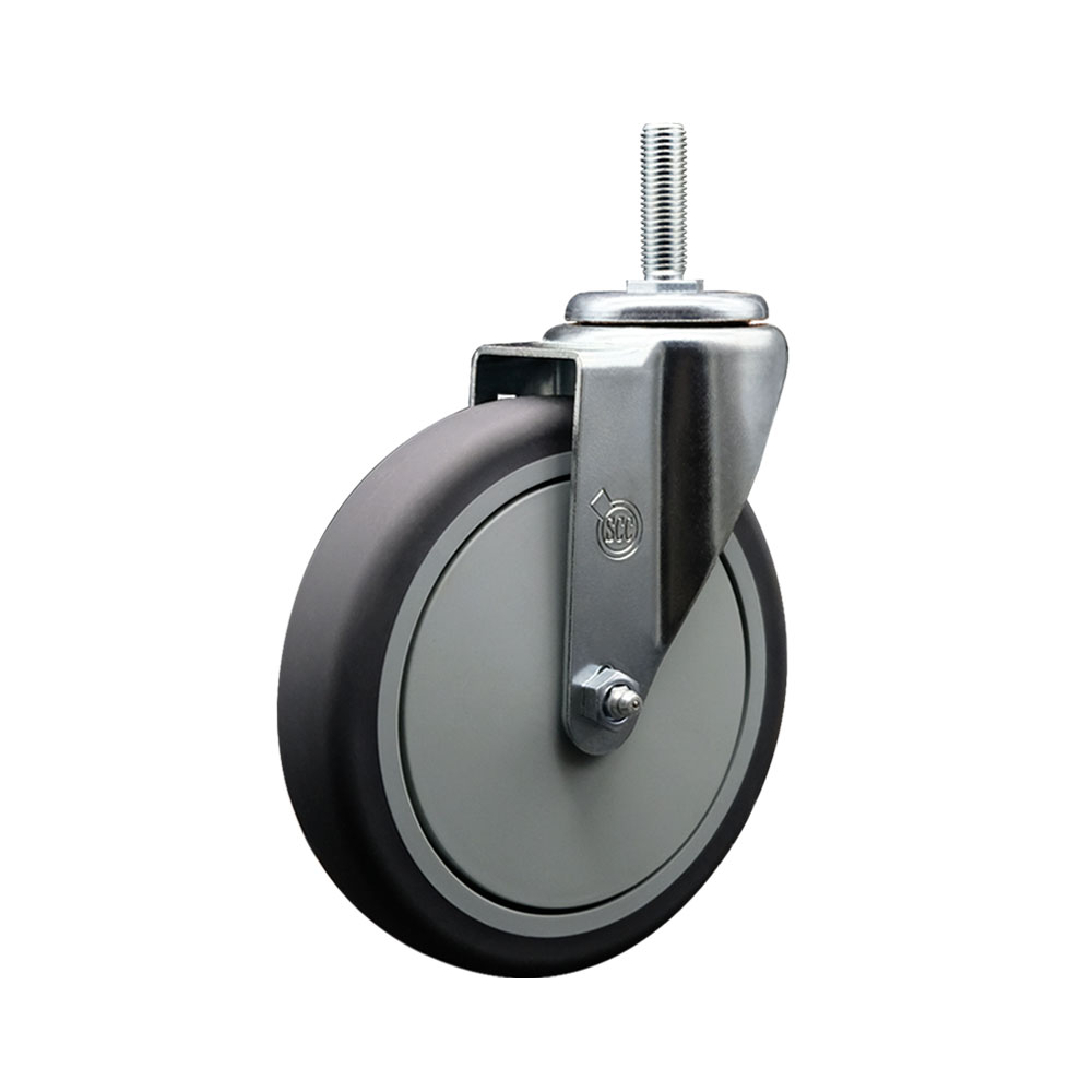 SCC-TS20S614-TPRB-34212 Thermoplastic Rubber Swivel Threaded Stem Caster - 6 x 1.25 in. Gray Wheel & 0.75 in. Stem - 300 lbs Capacity per Caster