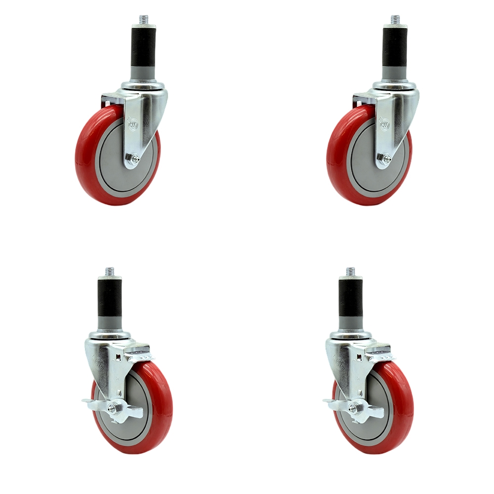 REG-SCC-EX20S514-PPUB-RED-112-2-TLB-2 Regency Work Table & Equipment Stand Caster Set - 5 in. Red Poly Wheel - Replacement Caster Set - Set of 4