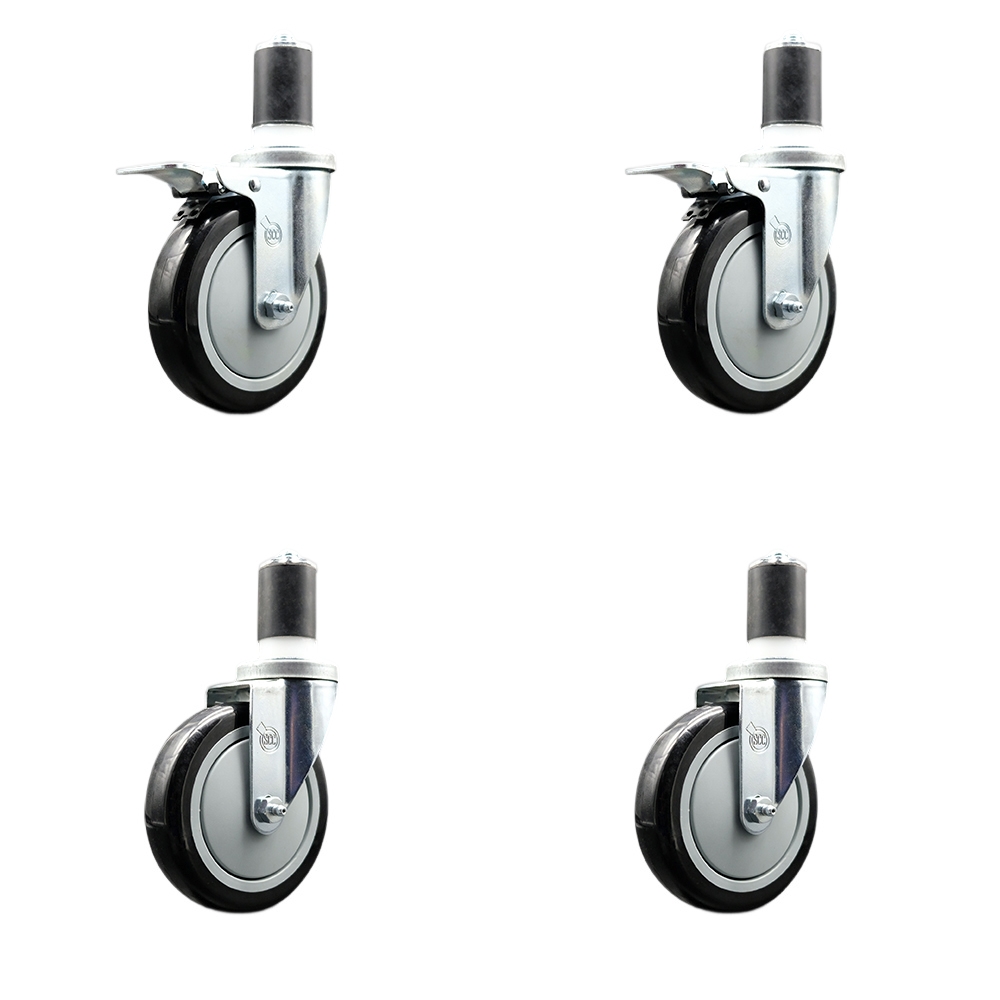 REG-SCC-EXTTL20S514-PPUB-BLK-112-2-S-2 Regency Work Table & Equipment Stand Caster Set - 5 in. Black Poly Wheel - Replacement Casters - Set of 4