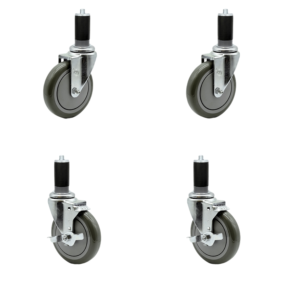 REG-SCC-EX20S514-PPUB-112-2-TLB-2 Regency Work Table & Equipment Stand Caster Set - 5 in. Gray Poly Wheel - Replacement Caster Set - Set of 4