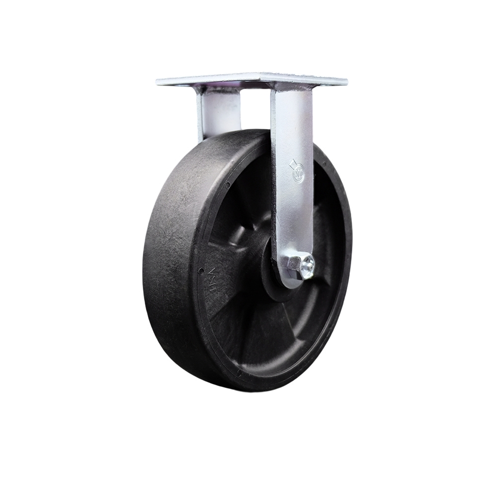 SCC-SS30R820-GFNR Stainless Steel Glass Filled Nylon Rigid Top Plate Heavy Duty Caster with 8 in. Wheel - 1250 lbs Capacity per Caster