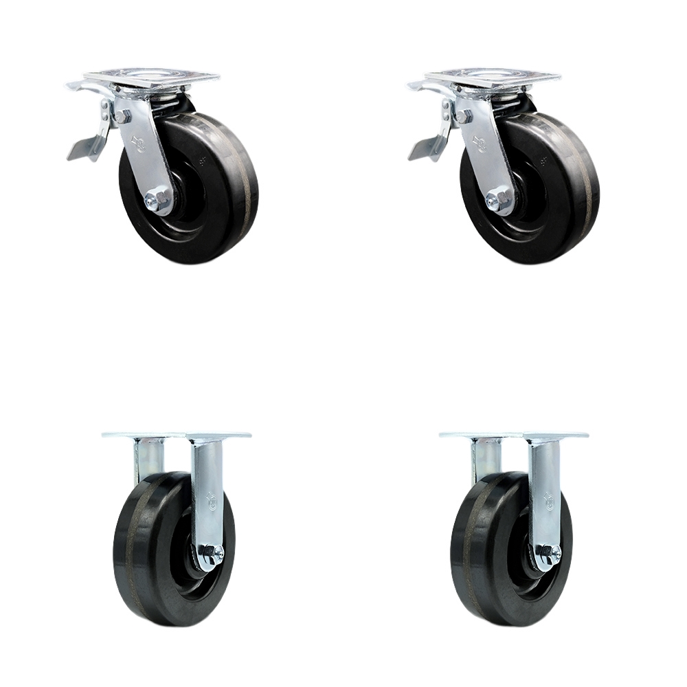 SCC-TTL30S620-PHR-2-R-2 Phenolic Swivel Top Plate Casters, Heavy Duty with 6 in. Wheels - 4800 lbs Total Capacity - Set of 4