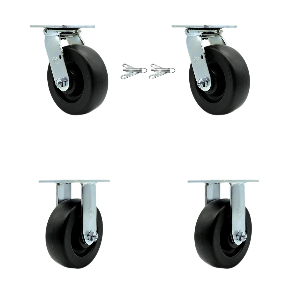 SCC-30CS620-POR-BSL-2-R-2 Polyolefin Swivel Top Plate Casters, Heavy Duty with 6 in. Wheels - 2800 lbs Total Capacity - Set of 4