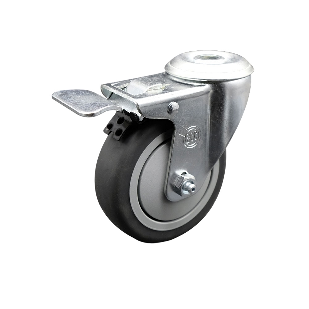 SCC-TTL20S414-TPRB Thermoplastic Rubber Swivel Top Plate Caster with 4 in. Gray Wheel & Total Locking Brake - 250 lbs Capacity per Caster