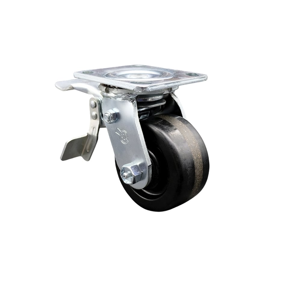 SCC-TTL30S420-PHR Phenolic Swivel Top Plate Heavy Duty Caster with 4 in. Wheel & Total Lock Brake - 800 lbs Capacity per Caster