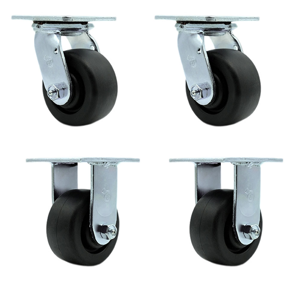 SCC-30CS420-POR-BSL-2-R-2 Polyolefin Swivel Top Plate Casters, Heavy Duty with 4 in. Wheels - 2000 lbs Total Capacity - Set of 4