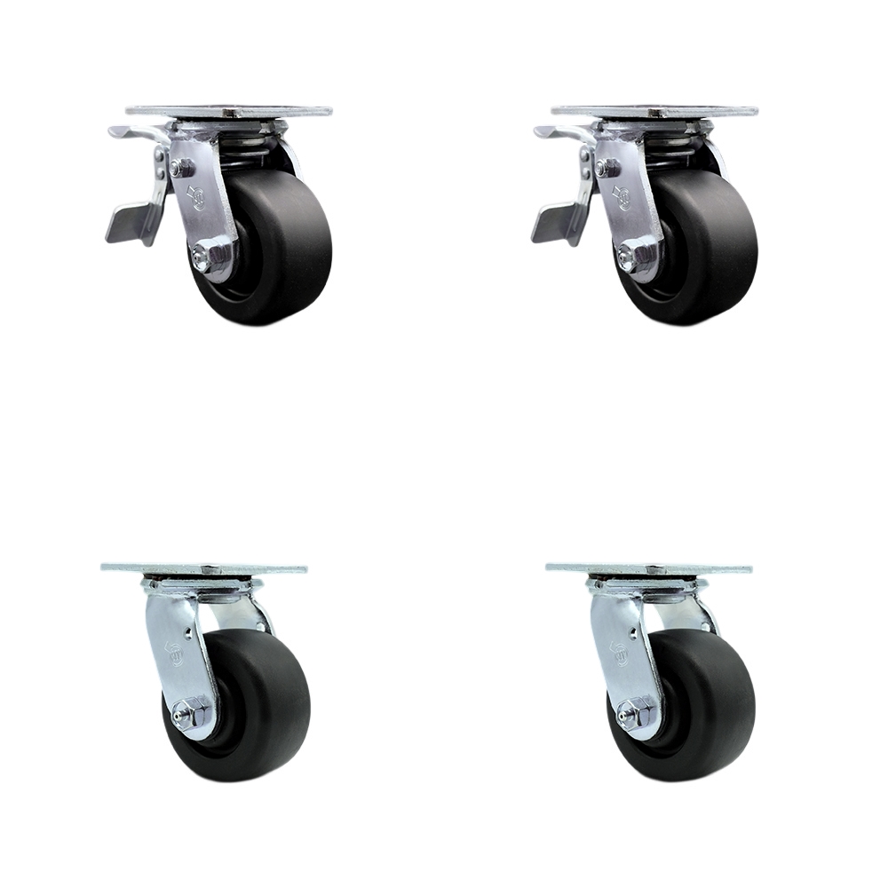 SCC-TTL30S420-POR-2-S-2 Polyolefin Swivel Top Plate Casters, Heavy Duty with 4 in. Wheels - 2000 lbs Total Capacity - Set of 4