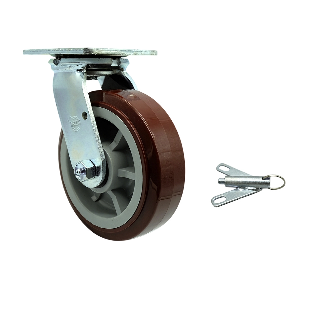 SCC-30CS620-PPUR-BSL Polyurethane Swivel Top Plate Heavy Duty Caster with 6 in. Wheel & Bolt on Swivel Lock - 900 lbs Capacity per Caster