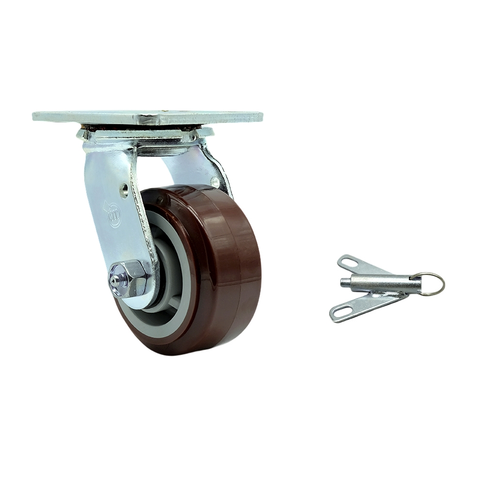 Stainless Steel Polyurethane Swivel Top Plate Heavy Duty Caster with 4 in. Wheel & Bolt on Swivel Lock - 600 lbs Capacity per Caster