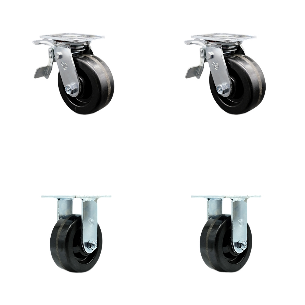 SCC-TTL30S520-PHR-2-R-2 Phenolic Swivel Top Plate Casters, Heavy Duty with 5 in. Wheels - 4000 lbs Total Capacity - Set of 4