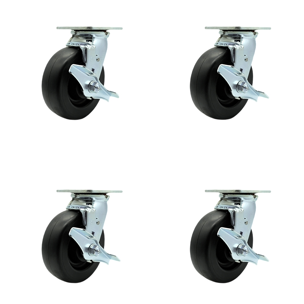 SCC-30CS620-POR-TLB-BSL-2-TLB-2 Polyolefin Swivel Top Plate Casters, Heavy Duty with 6 in. Wheels - Set of 4