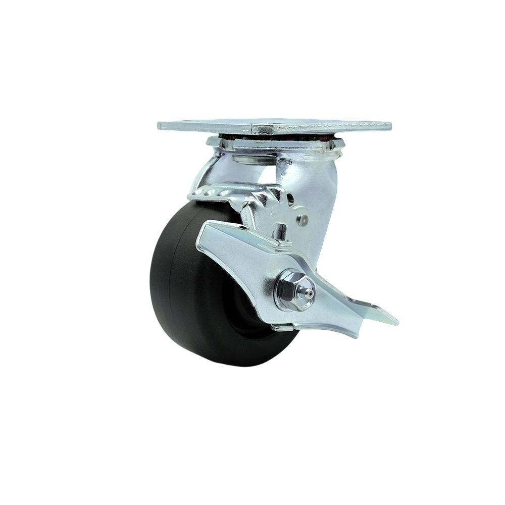 SCC-SS30S420-POR-TLB Stainless Steel Polyolefin Swivel Top Plate Heavy Duty Caster with 4 in. Wheel & Top Lock Brake - 500 lbs Capacity per Caster