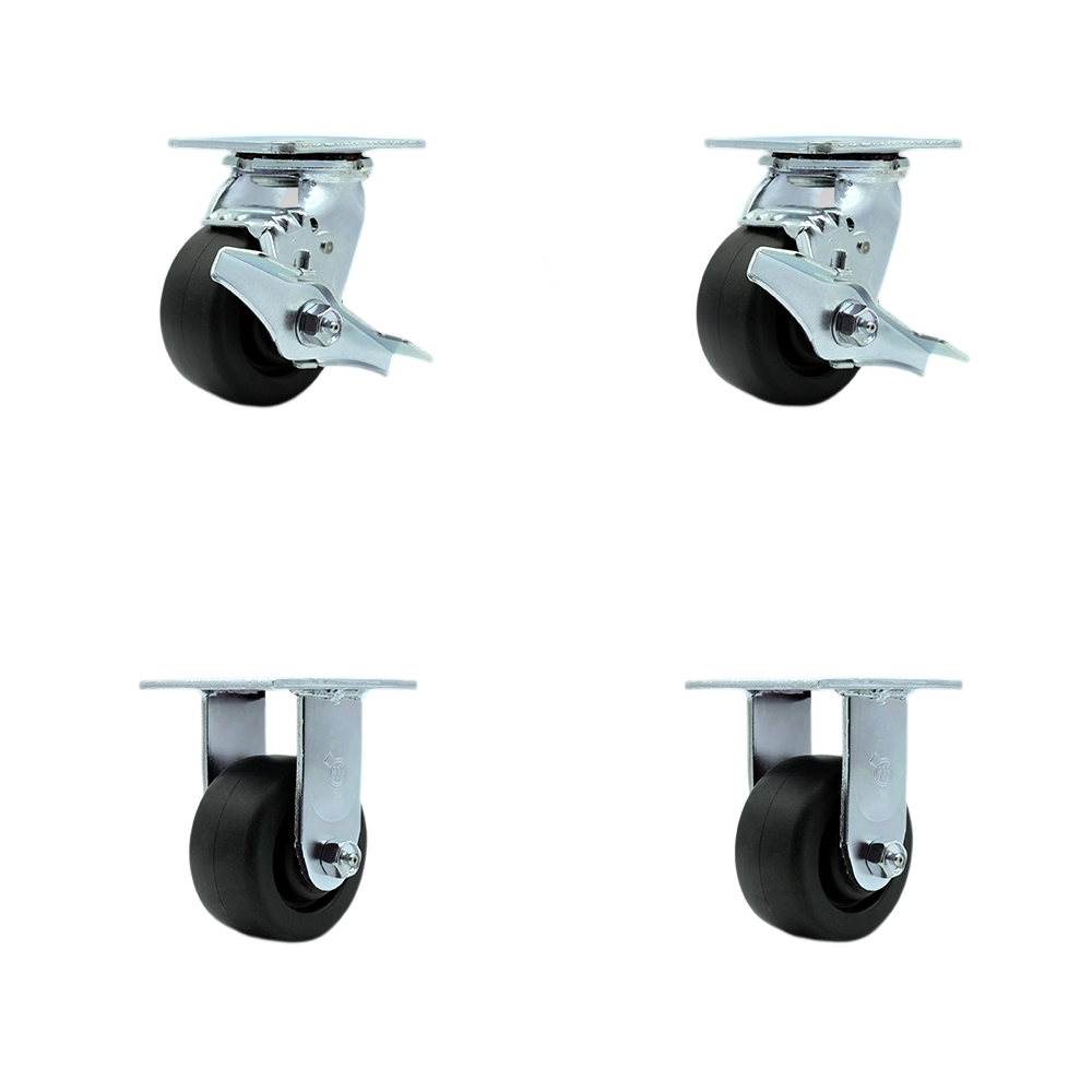 Heavy Duty Stainless Steel Casters - 4 in. Wheels - Set of 4 - Rust Resistant