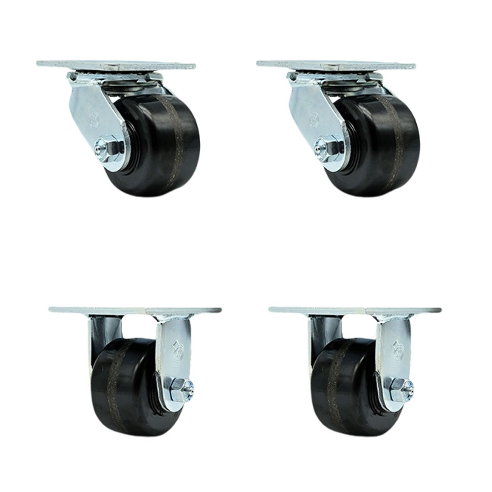 SCC-30CS3420-PHR-BSL-2-R-2 Phenolic Swivel Top Plate Casters, Heavy Duty with 3.25 in. Wheels - 2800 lbs Total Capacity - Set of 4